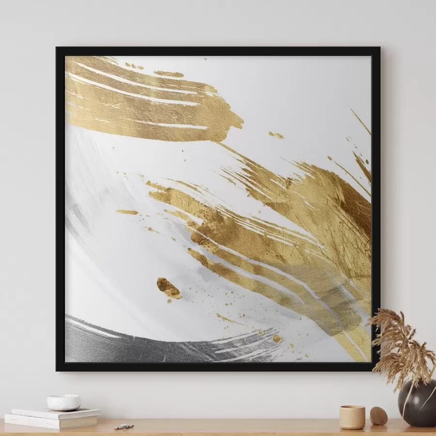 Fototapeedid Dünaamilised jooned valgetes ja kollakashallides toonides f45866