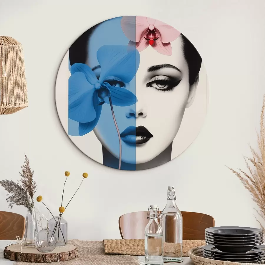 Pilt Abstraktne kunstiportree naisest orhideedega r45924