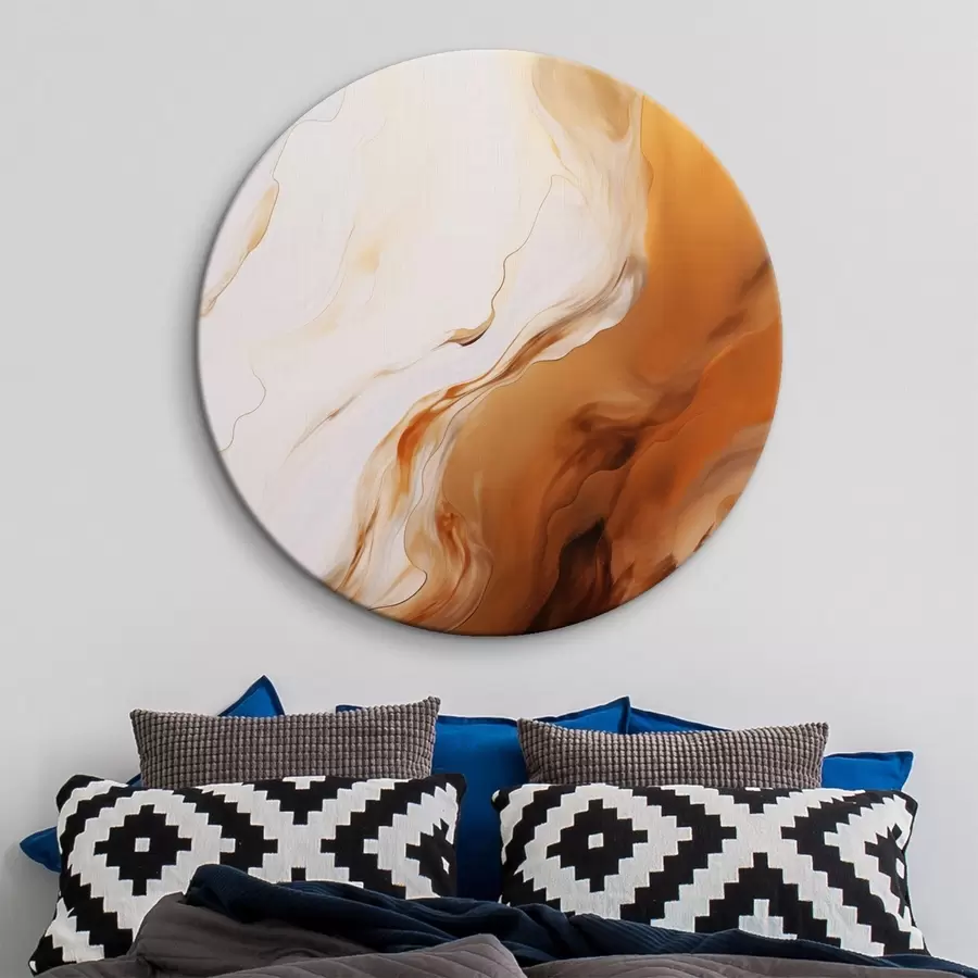 Pilt Abstraktne maal, imitatsioon valge ja oranži värvidega, voolav kunst laineliste joontega, modernne kunst r45939