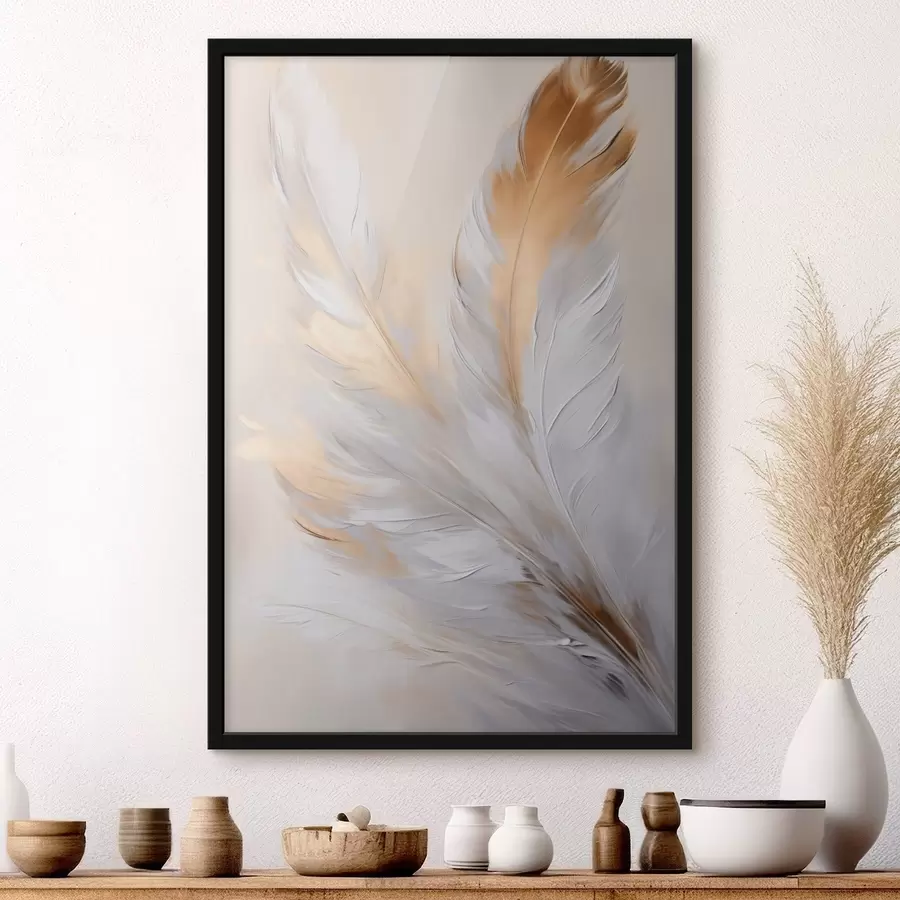 Fototapeedid Oranžide aksentidega suled, pehme valgustus, tekstuuriga minimalistlik kompositsioon, modernne kunst f45944