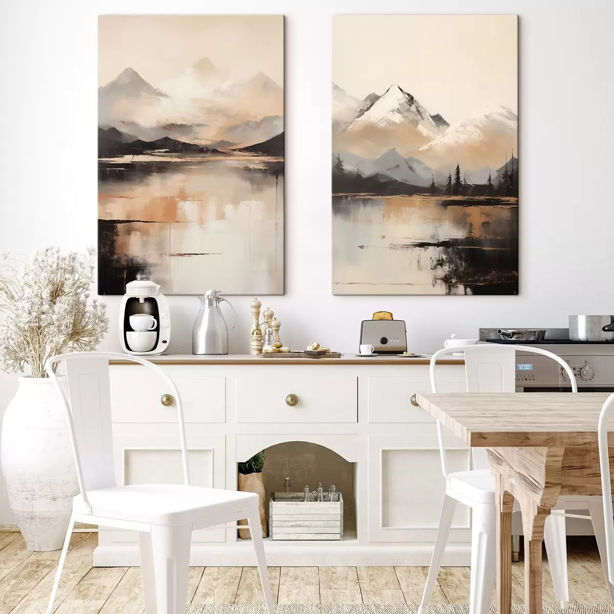 Pilt Maastikuline tekstuuriga maal, mis imiteerib mägesid ja järve m00831