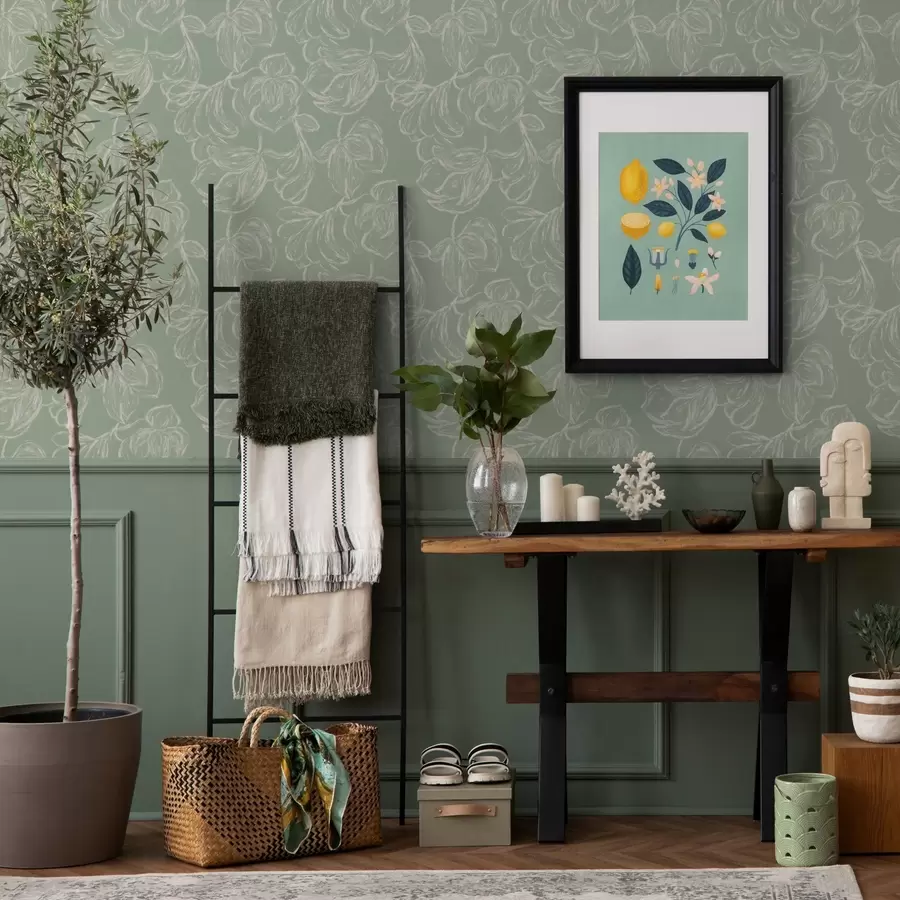 Fototapeedid Lineaarne suurte õitega, kriidijooned salvei taustal a00625v1