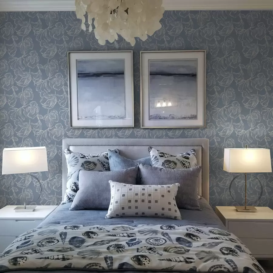 Fototapeedid Helesinine taust kriitja kontuuriga lilled a00625v3