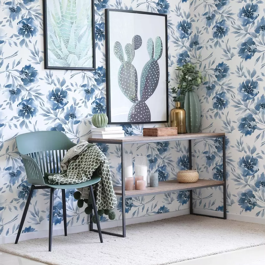 Fototapeedid Vesivärviga maalitud indigo-peonid valgel taustal a00641