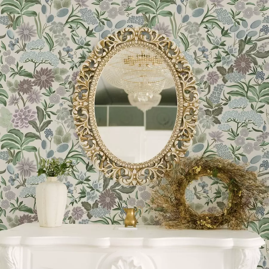 Fototapeedid Pastelltoonides lilled ja lehed mintsinises värvipalettis a00642