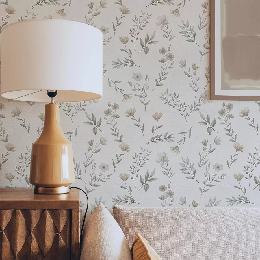 Fototapeedid Väikesed akvarelloksad ja lilled heledal taustal a00665