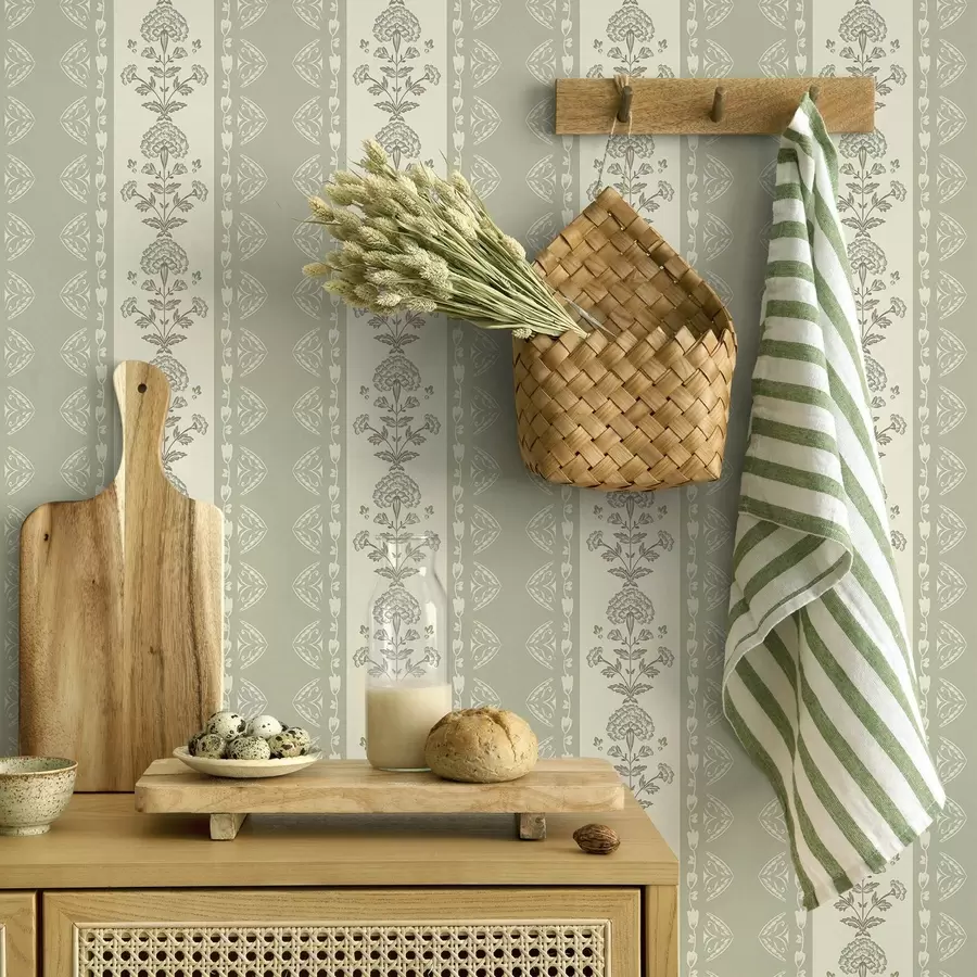 Fototapeedid Triibuline ornament lillede ja salvei toonides a00719