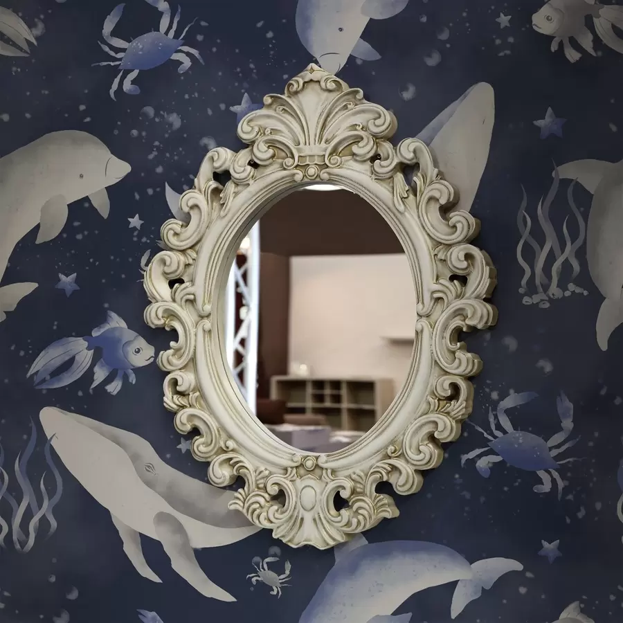 Fototapeedid Merevaalad, delfiinid ja krabid tumesinisel taustal a00720