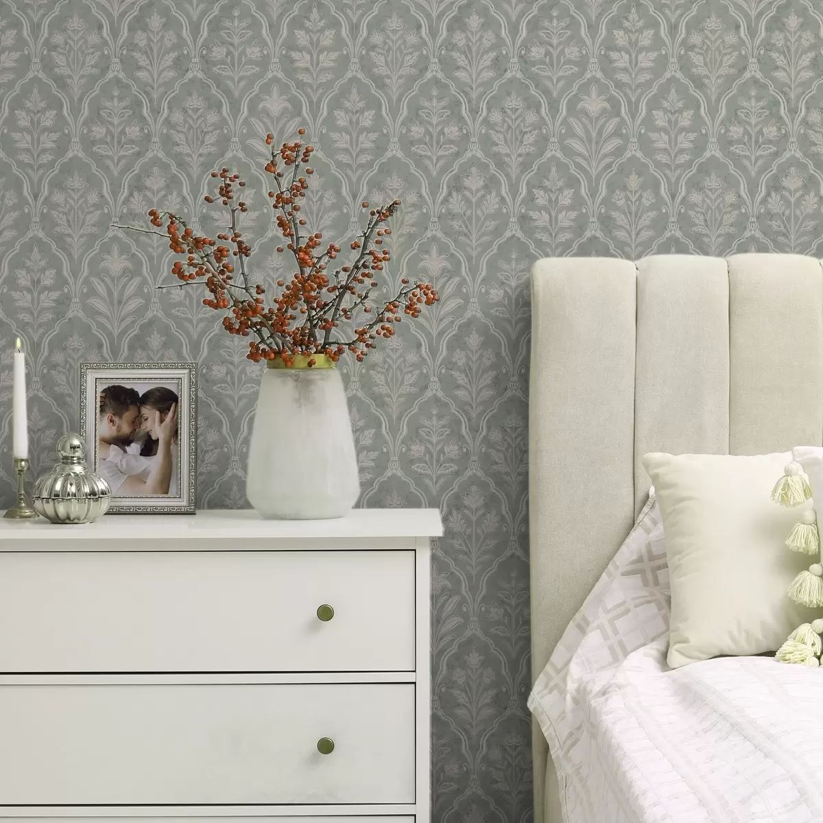 Tapeet Mündi damask peene lillemustriga medaljonidega a00741