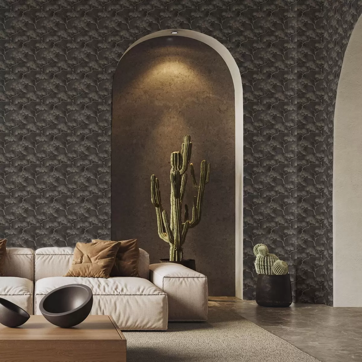 Tapeet Männi siluetid tumedal taustal, udune tekstuur a00742