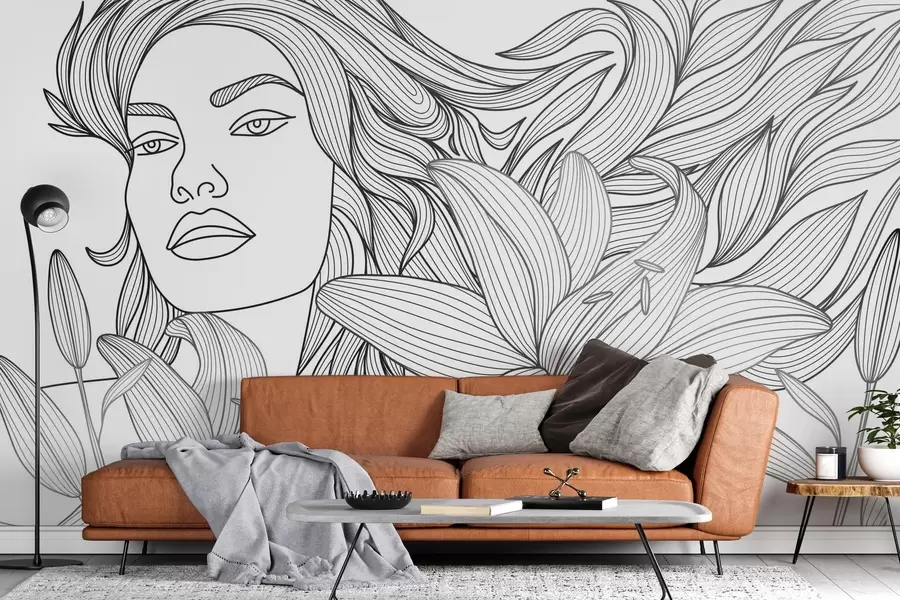 Fototapeedid Lillede keskel istuva tüdruku portree w04689