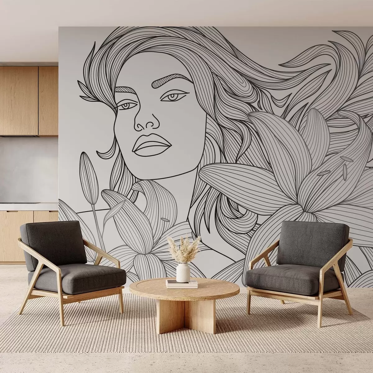 Fototapeedid Lillede keskel istuva tüdruku portree w04689