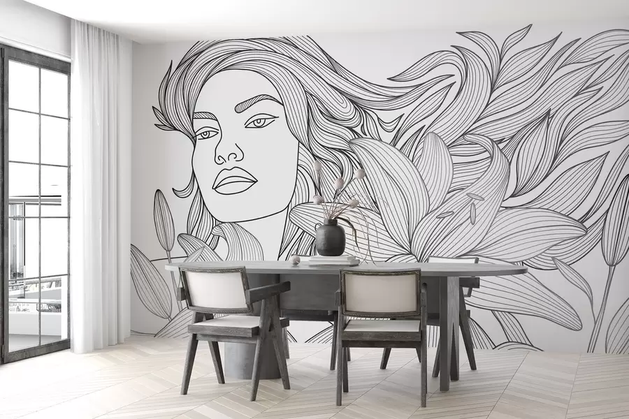 Fototapeedid Lillede keskel istuva tüdruku portree w04689