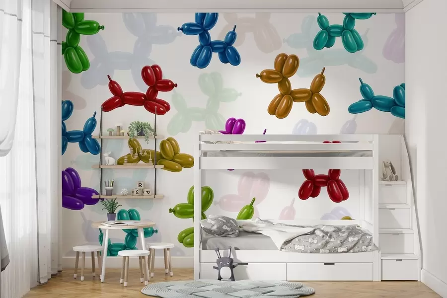 Fototapeedid Pallidest valmistatud värvitud koerad w04676