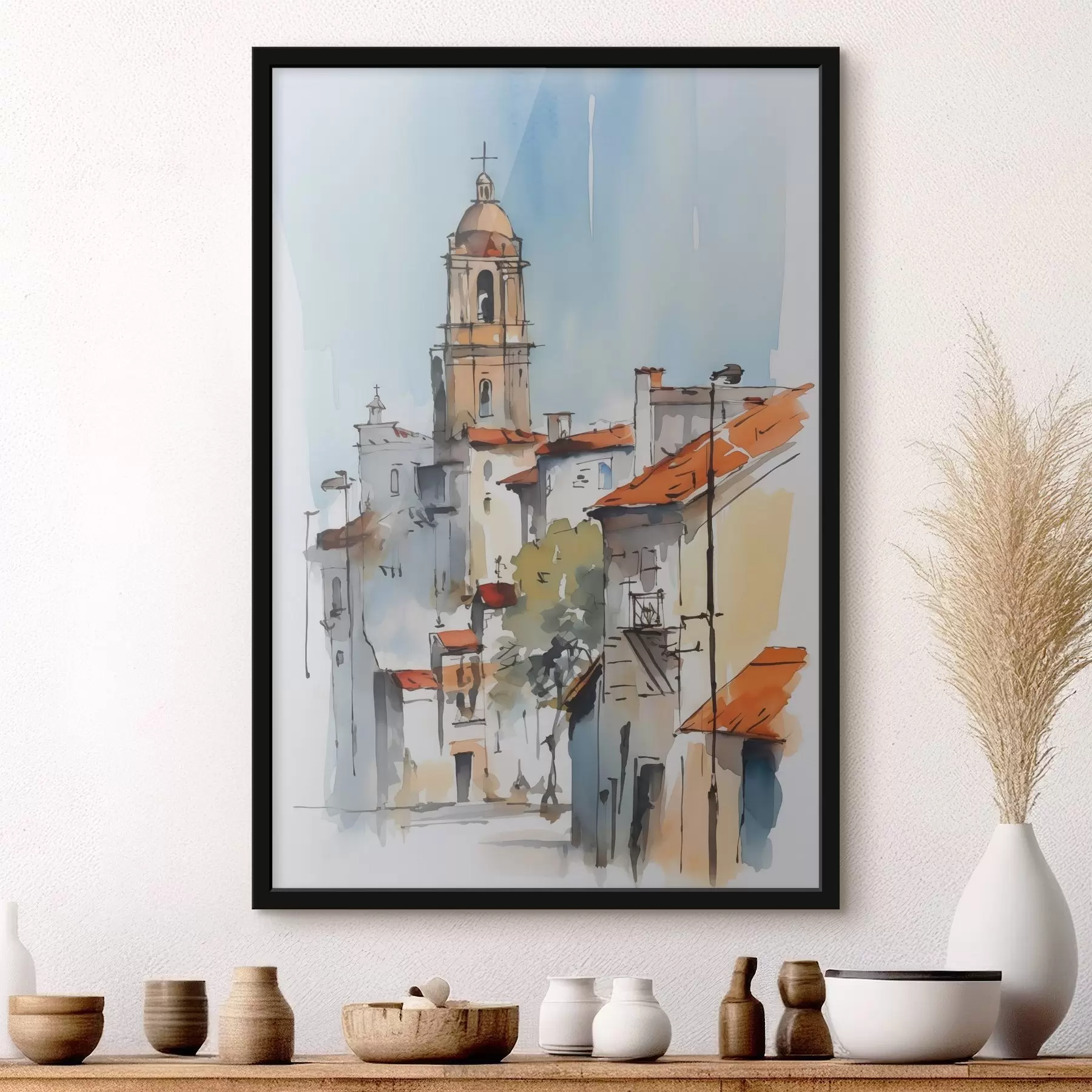 Fototapeedid Linnamaastiku imitatsioon akvarell f46120