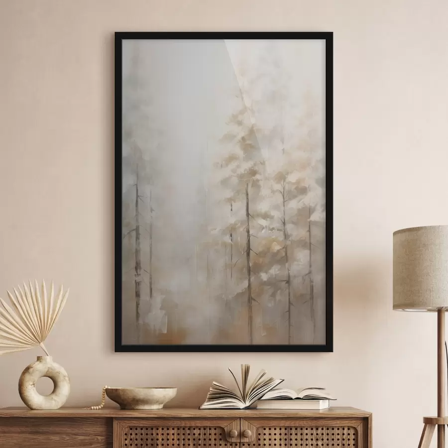 Fototapeedid Puud metsas maalimise imitatsioon f46123