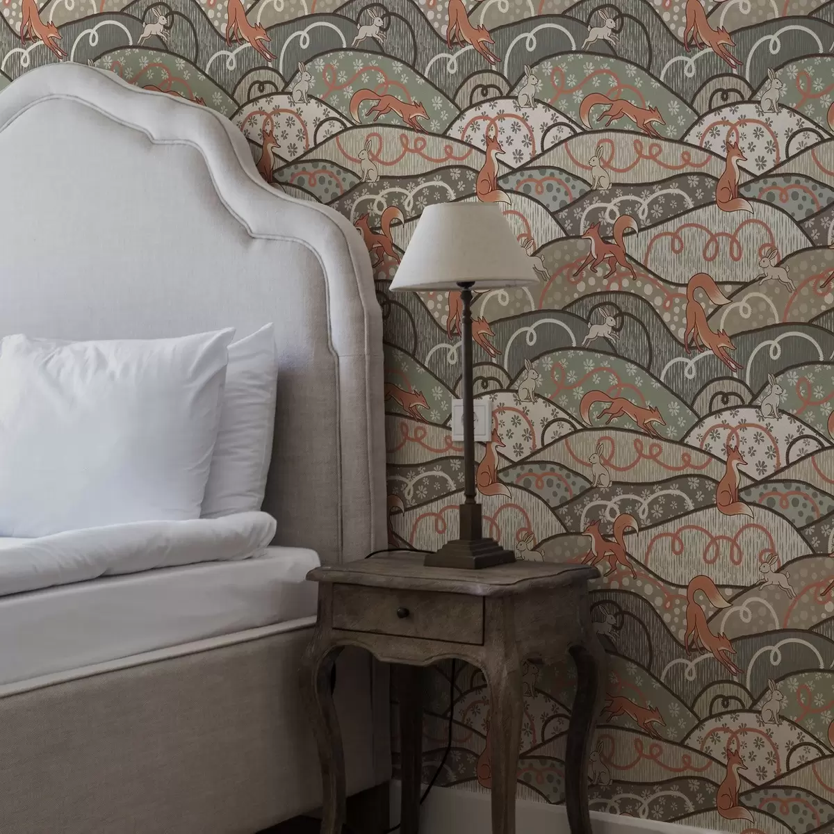 Tapeet Rebased ja jänesed lainjalistel mägedel, retro mustriga a00690