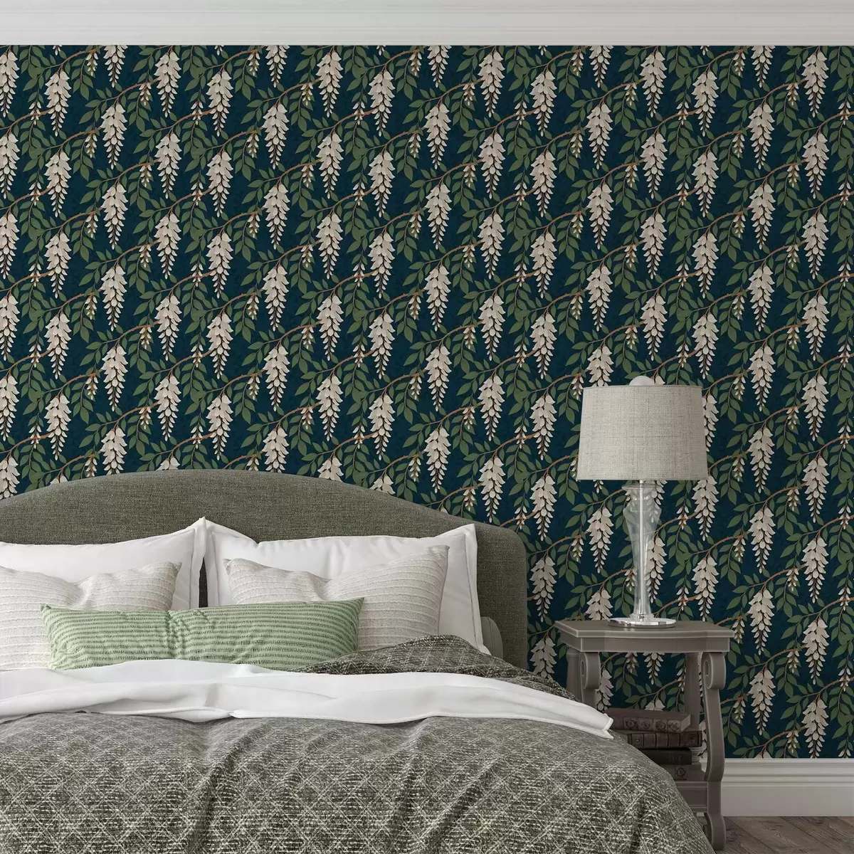 Tapeet Ivory wisteria tumesinine taust a00694v1