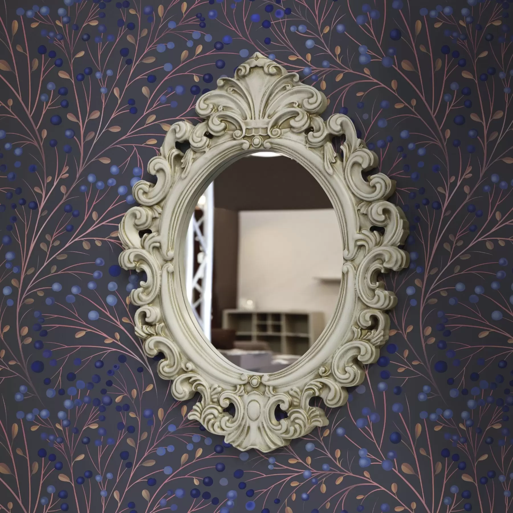 Fototapeedid Roosa-pruunid oksad ja sinised marjad grafiittahvlil a00787