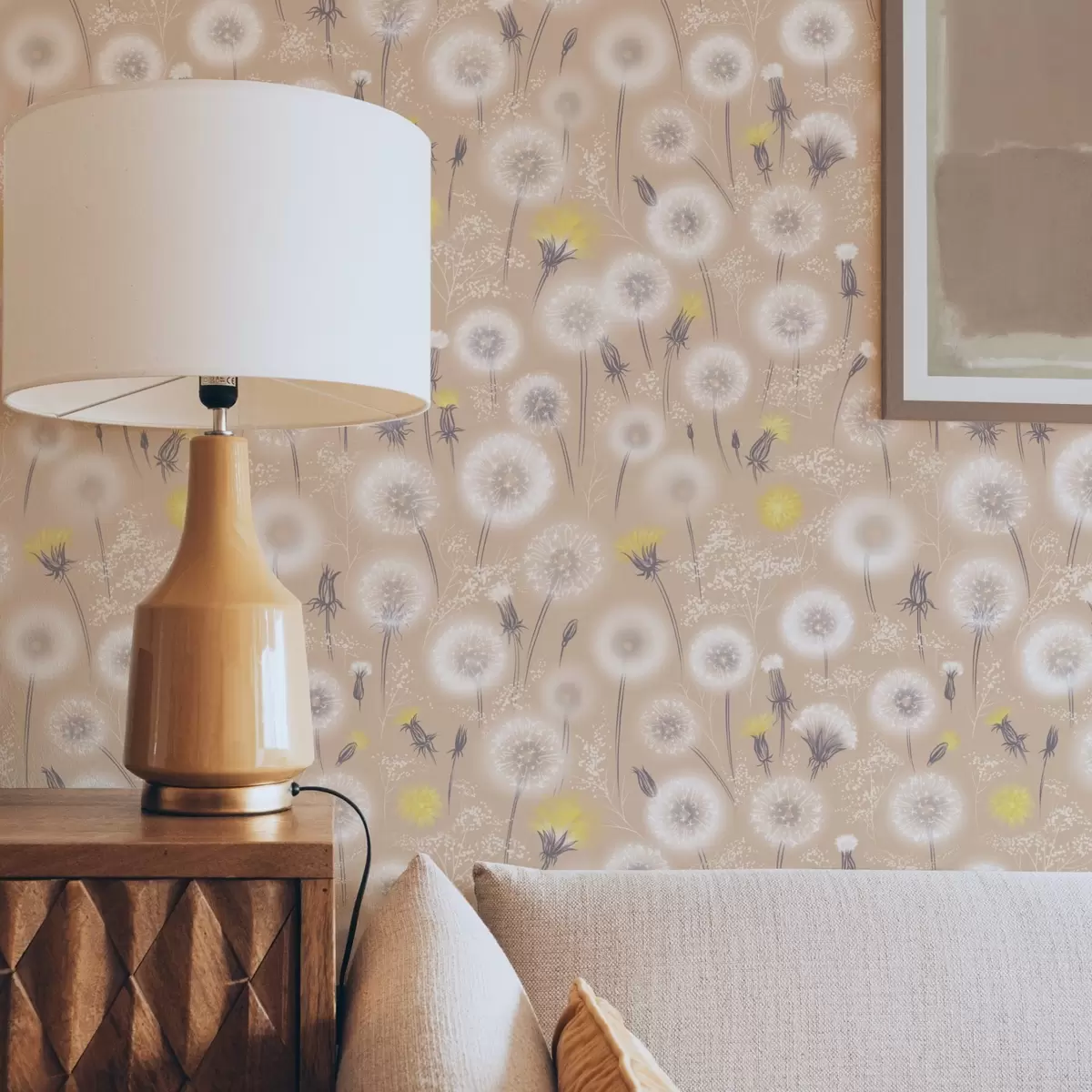 Tapeet Võililled ja seemned virsiku taustal a00790v1