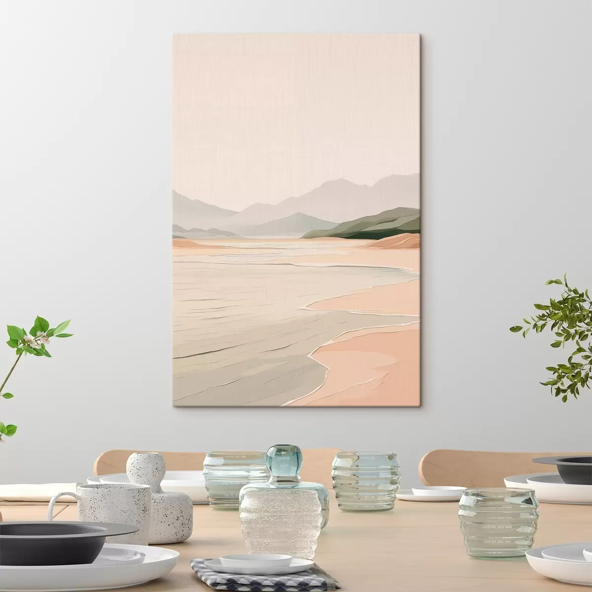 Pilt Minimalistlik maastik mägedega ja rannikuga s46248