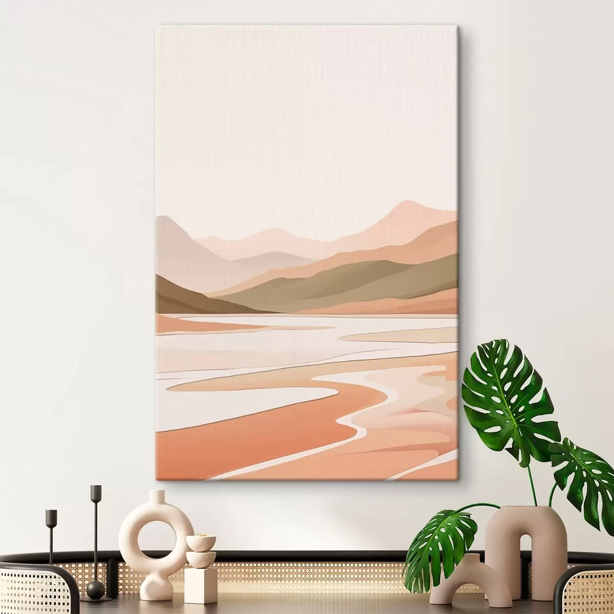 Pilt Abstraktne maastik mägedega ja jõega s46249