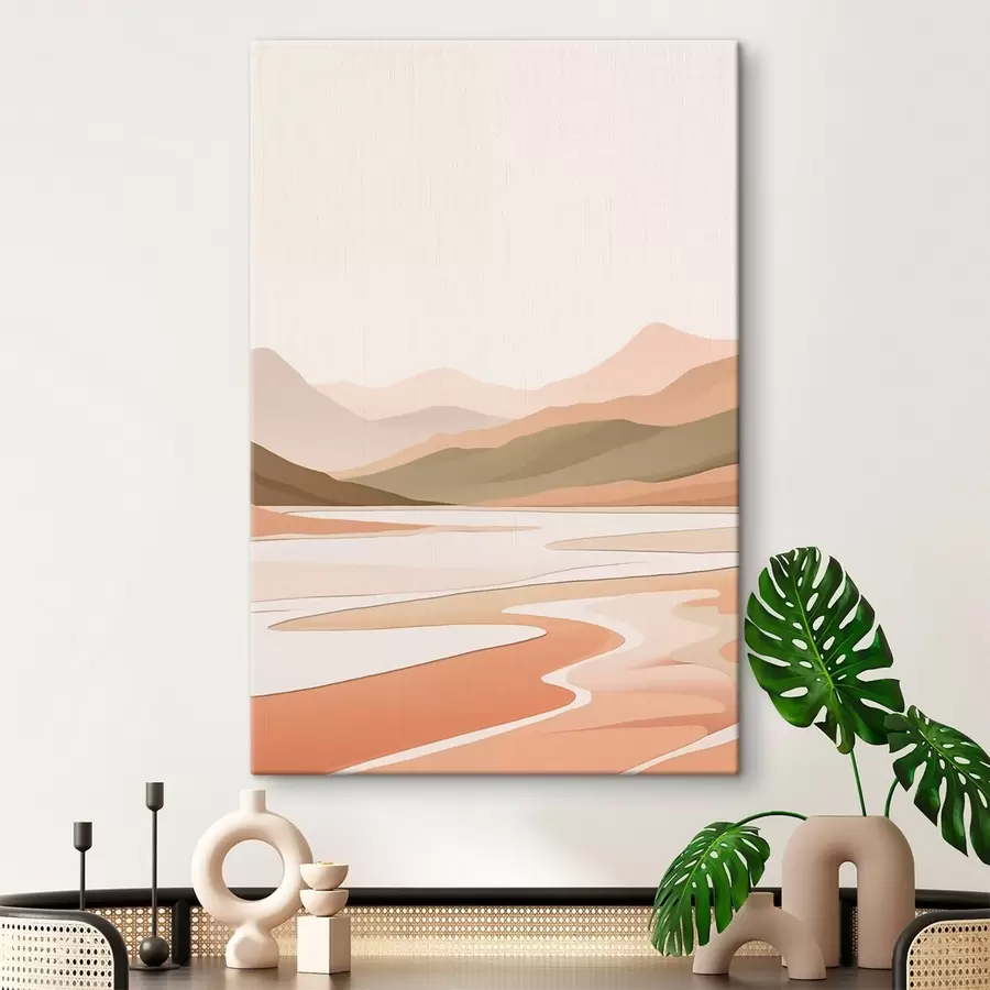 Pilt Abstraktne maastik mägedega ja jõega s46249