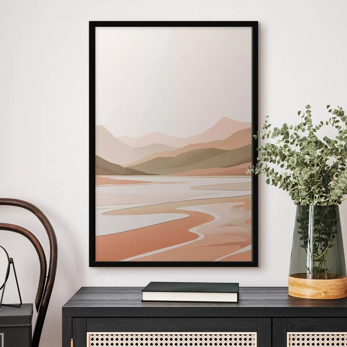 Plakat Abstraktne maastik mägedega ja jõega f46249