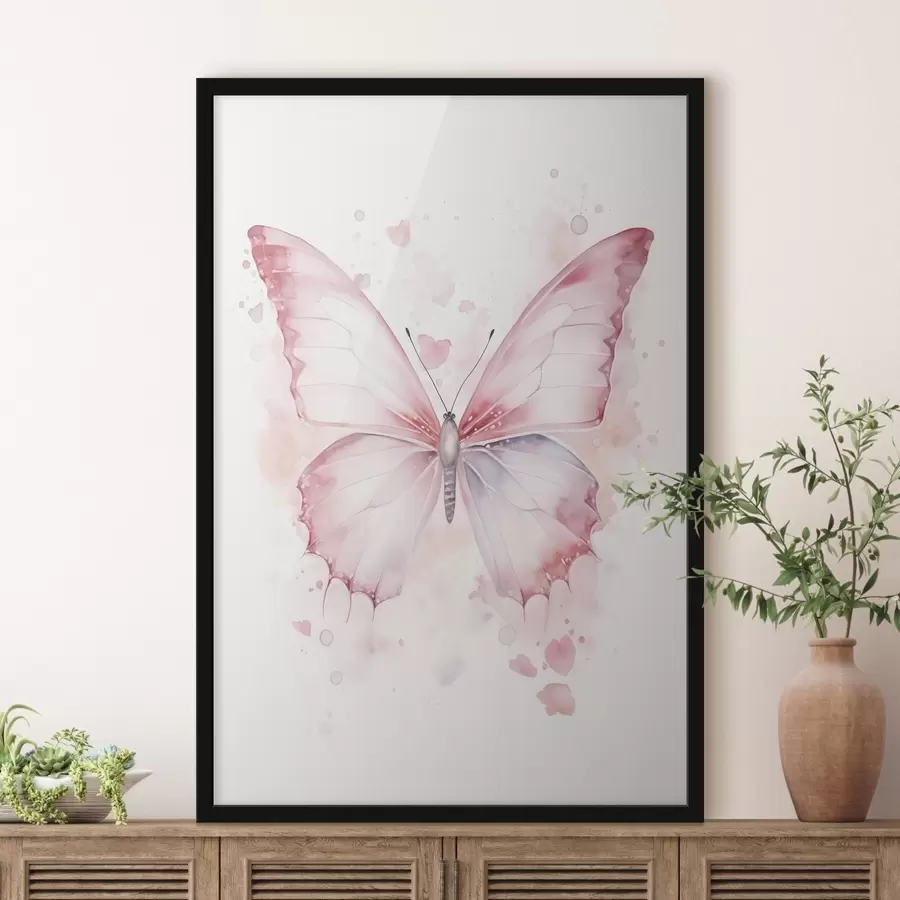 Fototapeedid Roosa liblikas, akvarellitehnika f46073