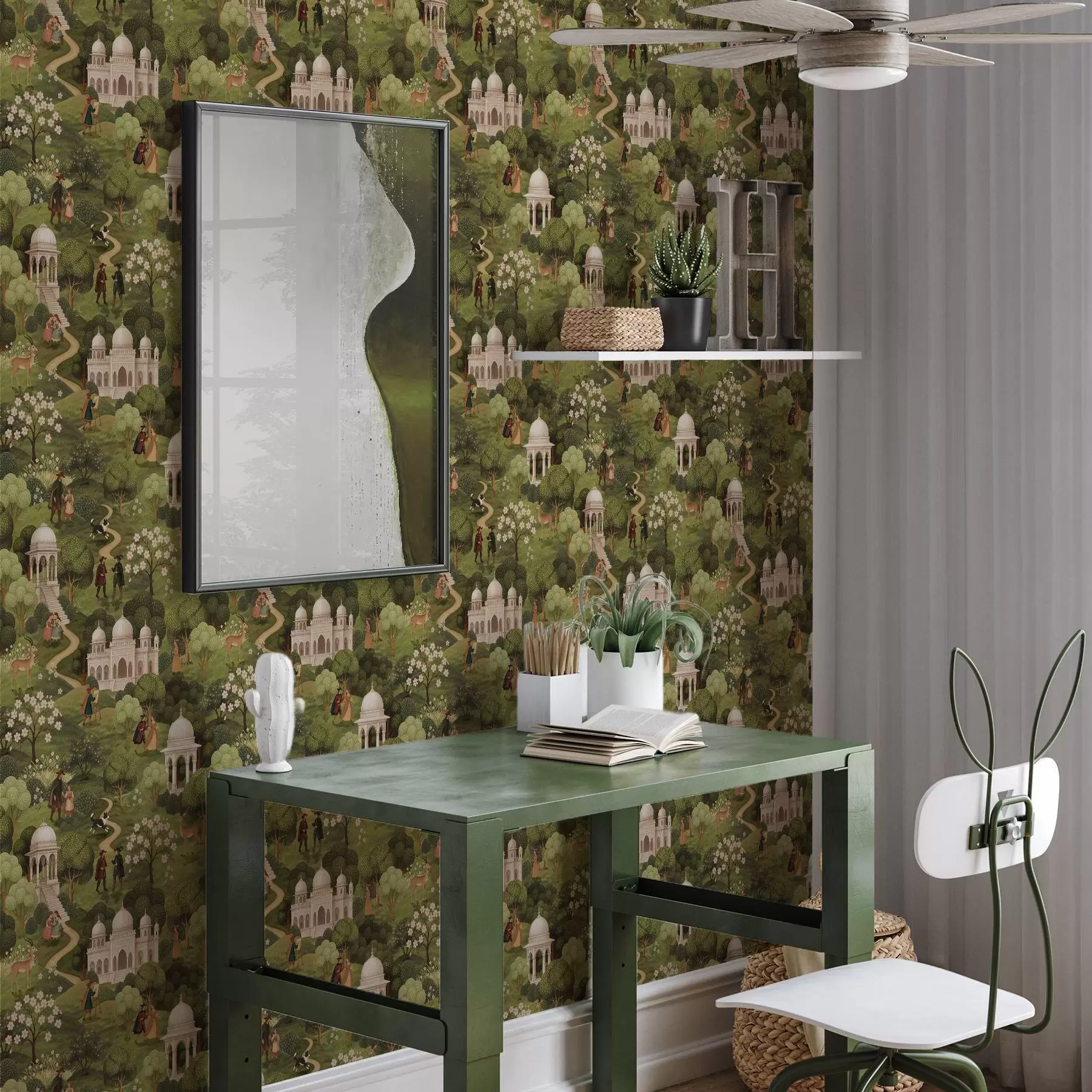 Fototapeedid Parki stseen puude ja arhitektuuriga maastikustiilis a00705