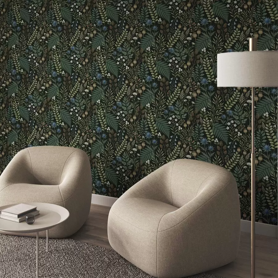 Fototapeedid Põllu rohi, marjad ja seemned tumedal taustal a00706