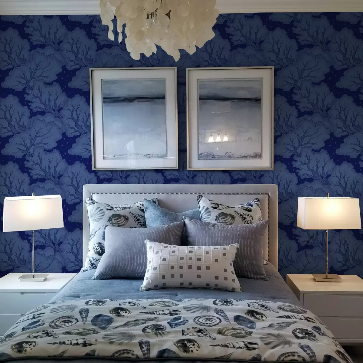 Tapeet Sinistes toonides tähtede taevas puude siluetid a00798