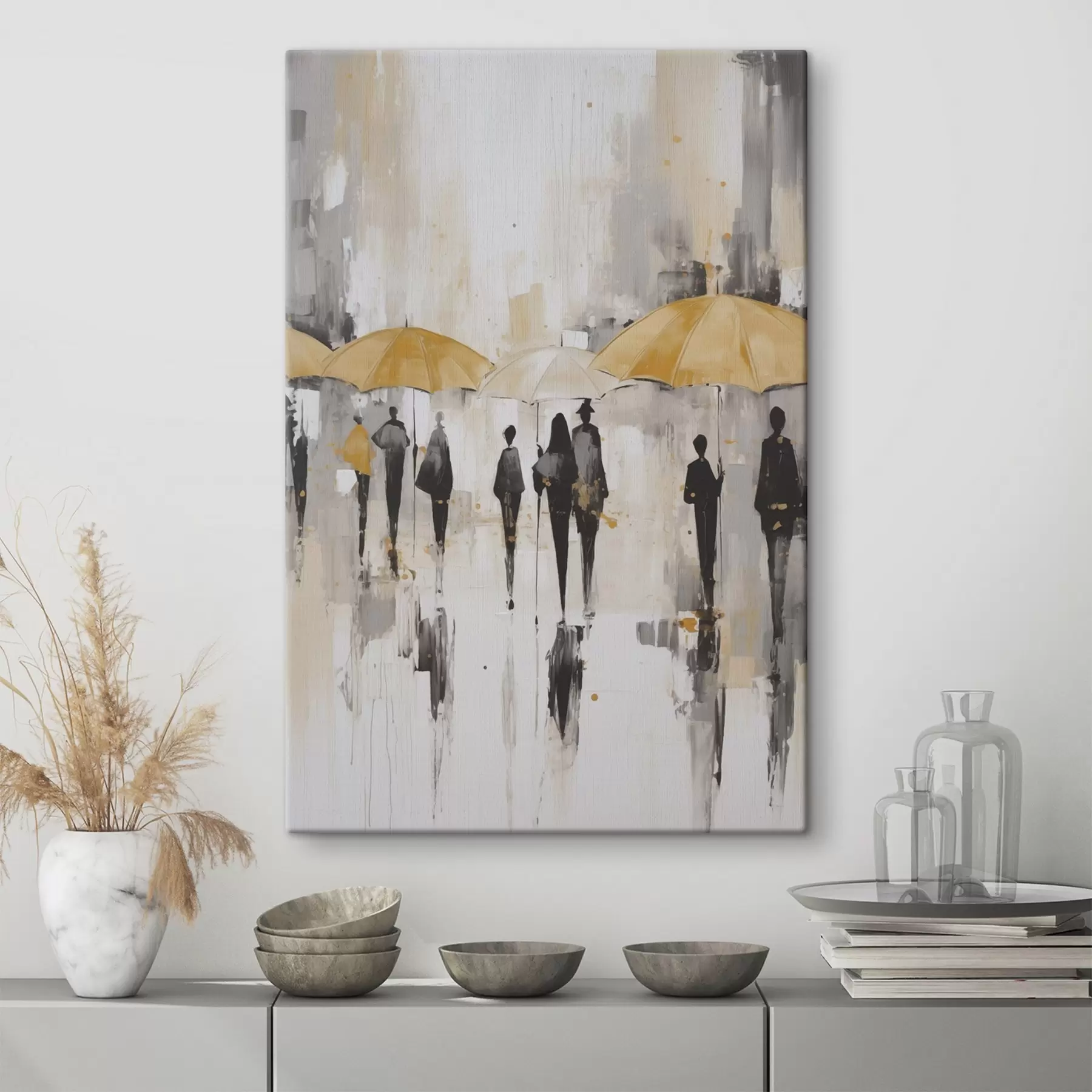 Pilt Vihmavarju kandvate inimeste abstraktsioon s46304