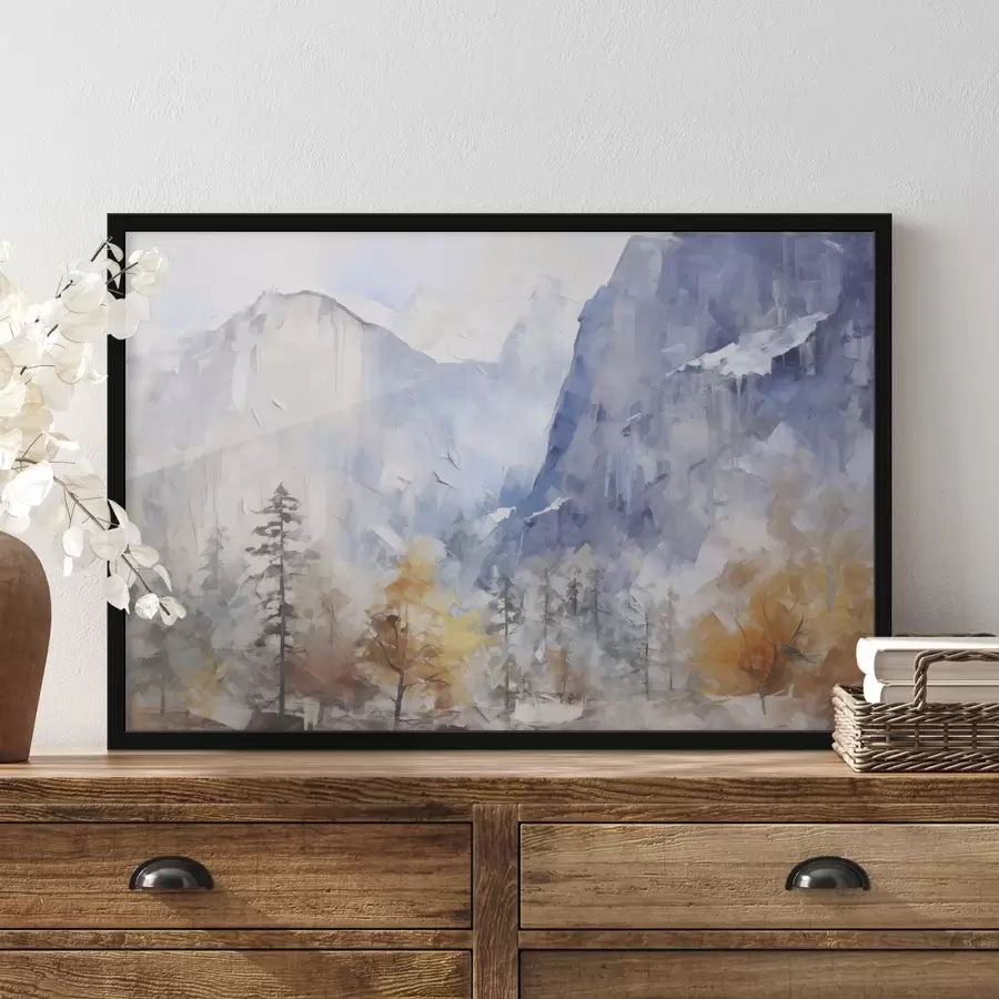 Fototapeedid Mägede ees asuva metsa abstraktne maastik f46298