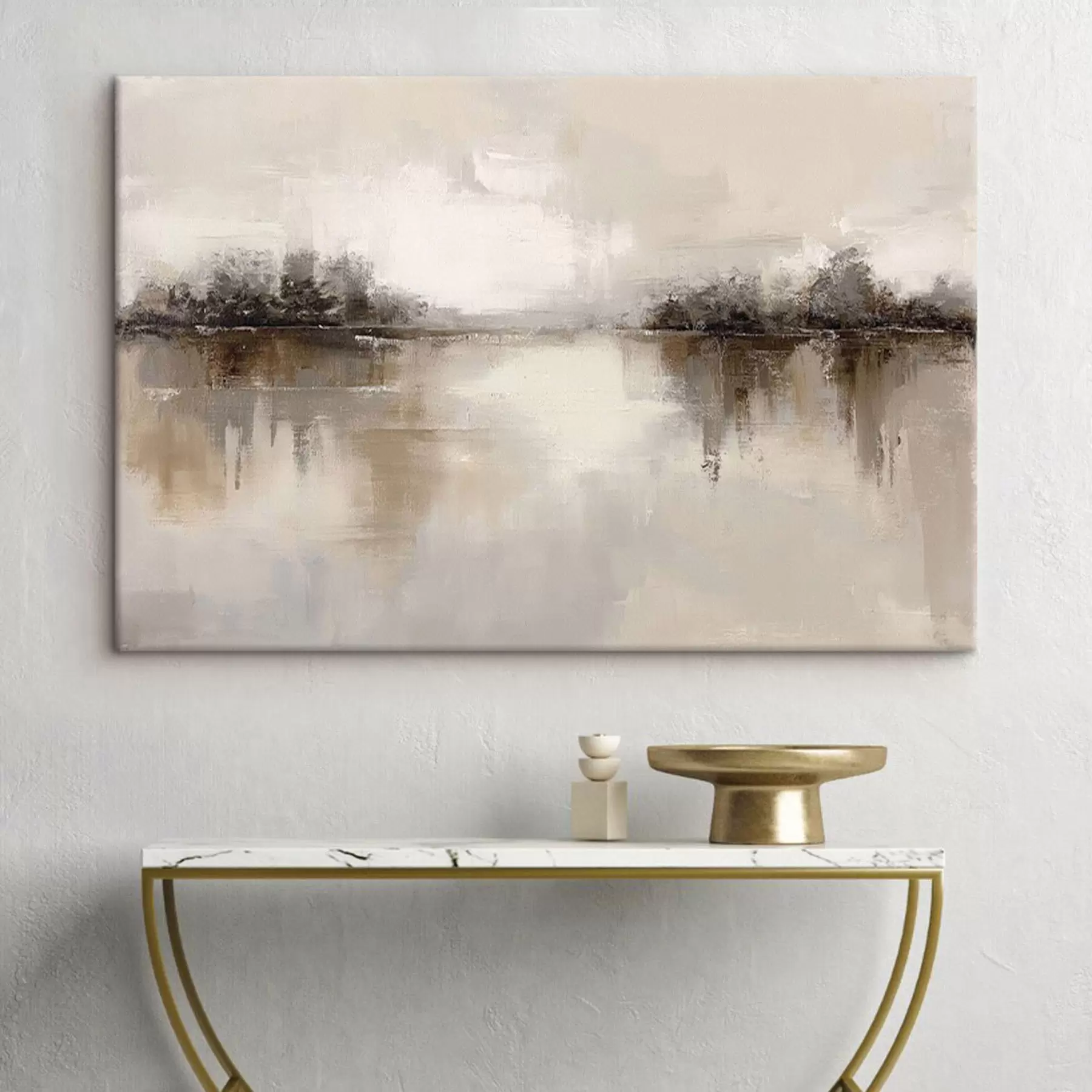 Pilt Pehme maastik järvega soojades beež-hallides toonides s46158