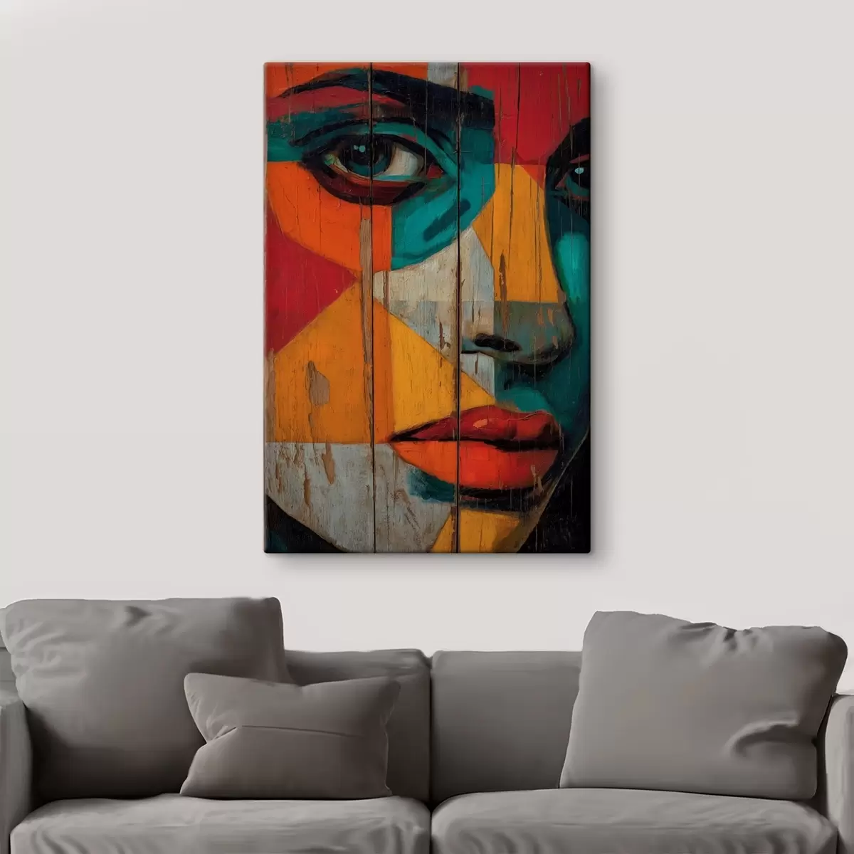 Pilt Ere geomeetriline näoportree puidust tahvlitel s46165