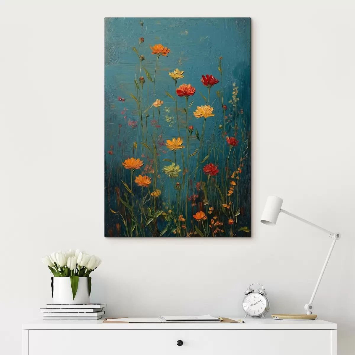 Pilt Looduslilled sügaval türkiissinisel taustal s46169