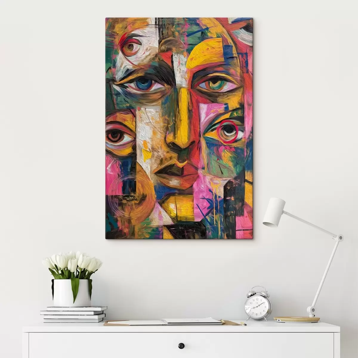 Pilt Abstraktne nägu heledate geomeetriliste kujunditega s46175