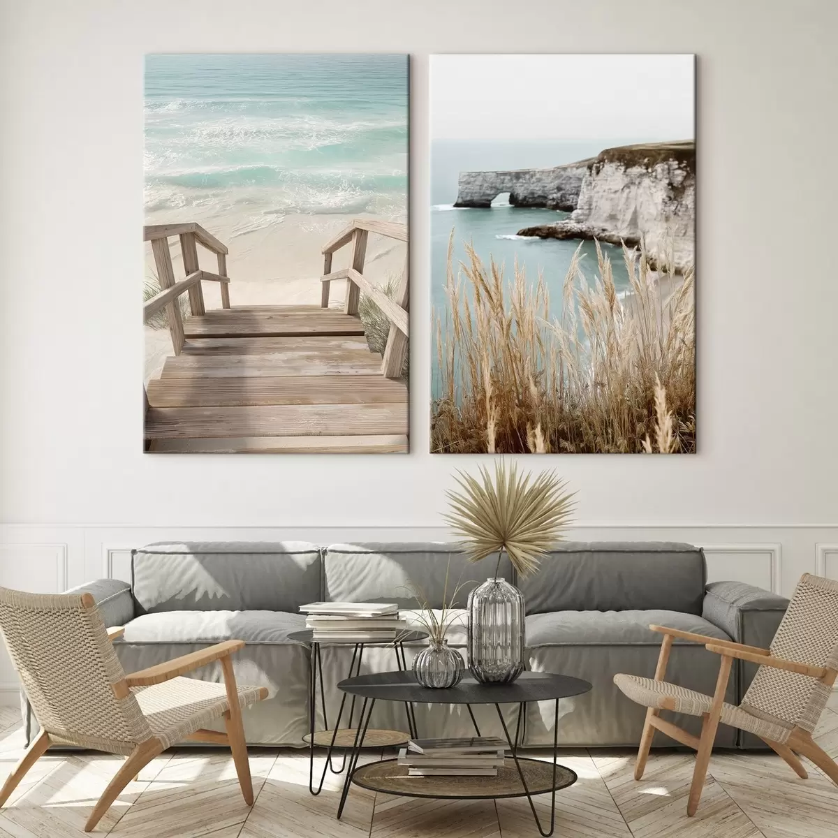 Pilt Rannikukallakud ja kuiv rohi türkiissinise mere ääres m00875