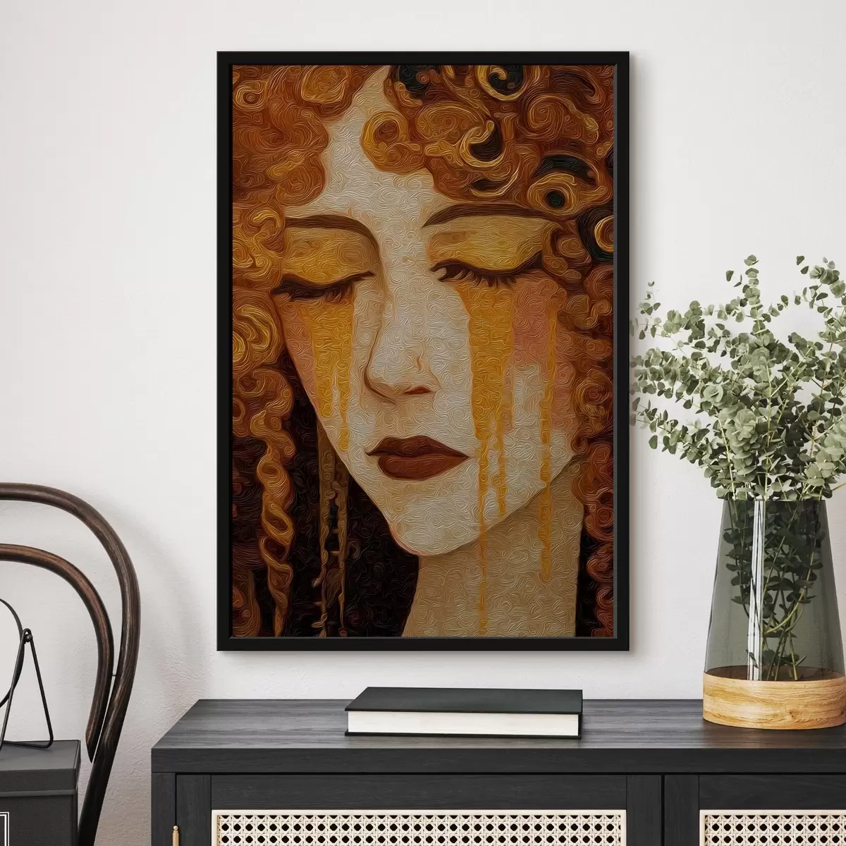 Plakat Punaste juustega ja dekoratiivse meigiga naise portree f46149