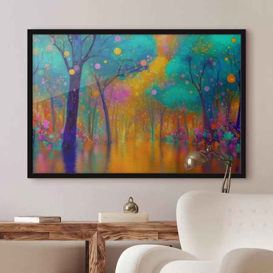 Fototapeedid Elamuslik fantaasiamets veepeegeldustega f46171