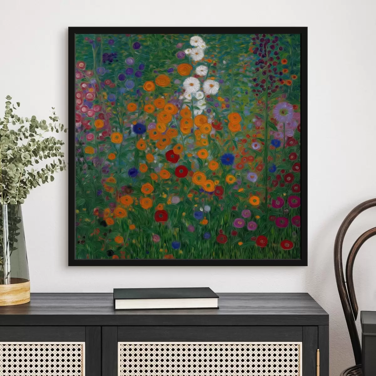 Plakat Värvikas lilleväli valge aktsendiga f46172