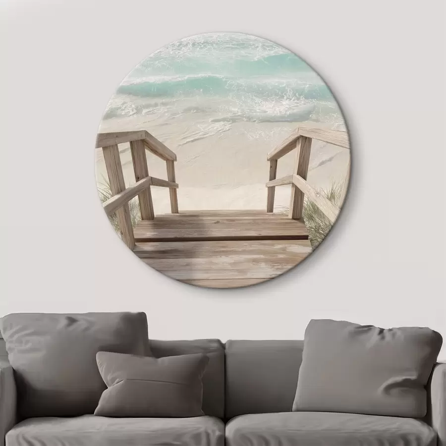 Pilt Puidust trepid, mis viivad türkiissinise rannani r46163