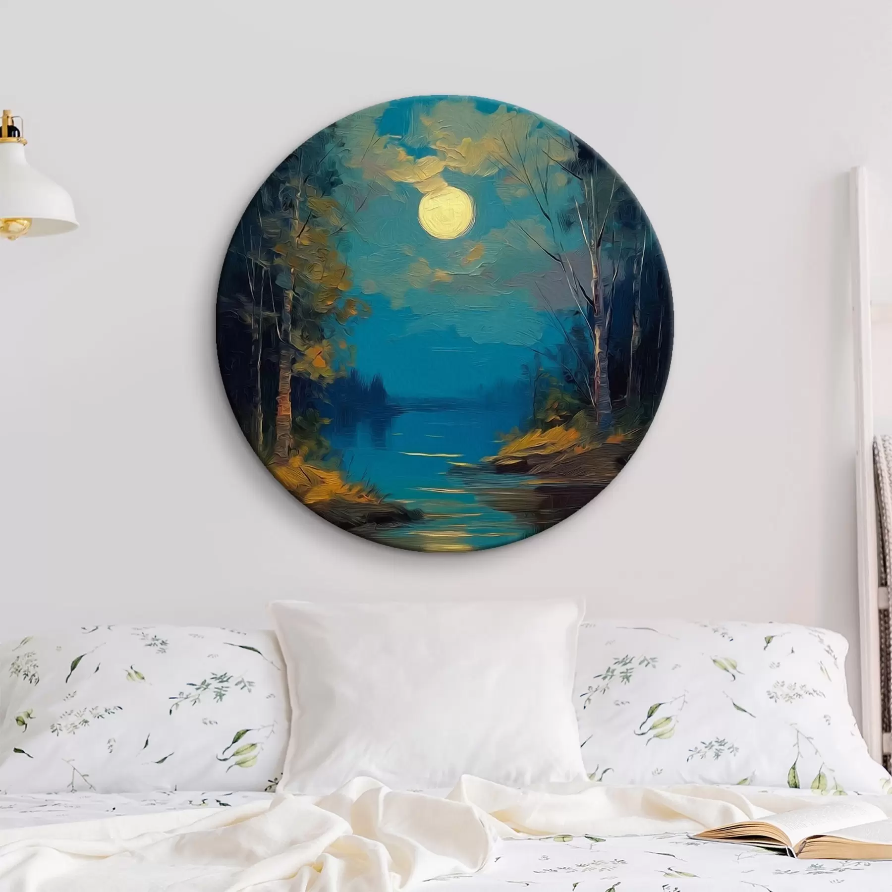 Pilt Kuuvalgus rahuliku jõe kohal mändide vahel r46164