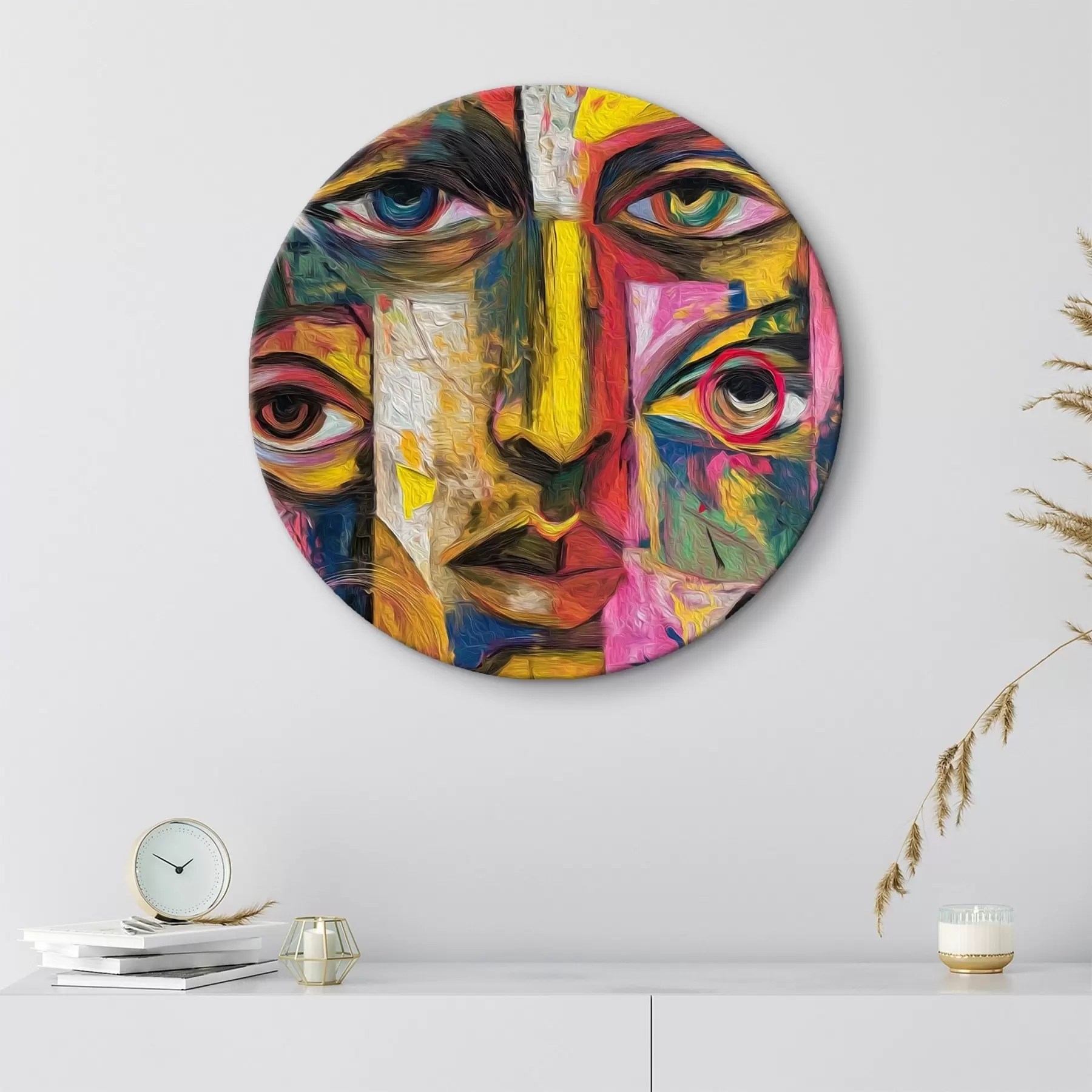 Pilt Abstraktne nägu heledate geomeetriliste kujunditega r46175