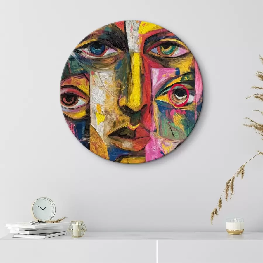 Pilt Abstraktne nägu heledate geomeetriliste kujunditega r46175