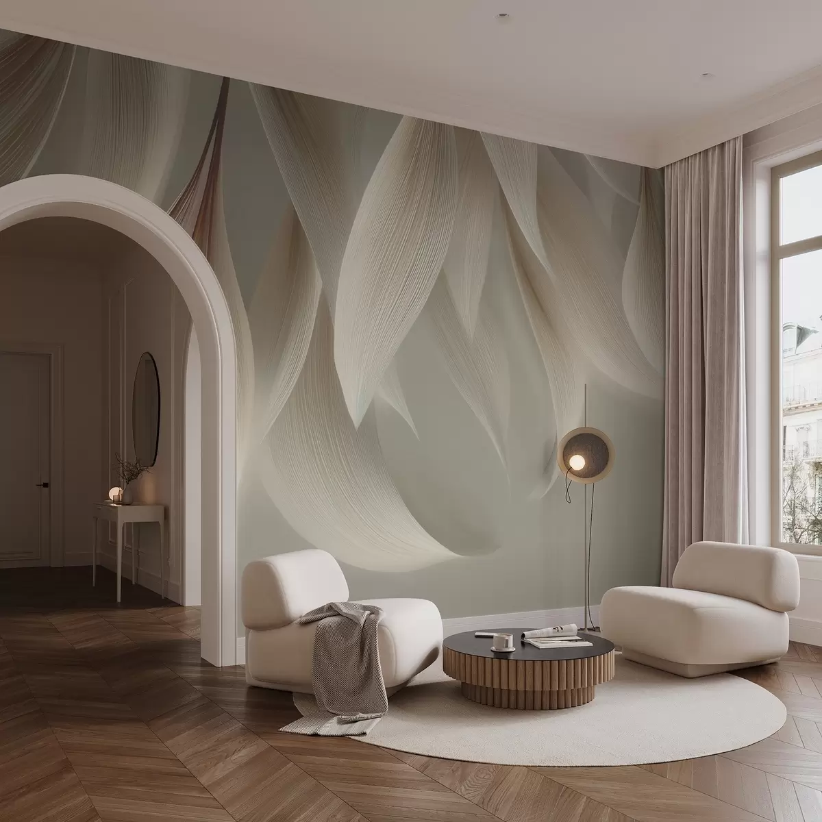 Fototapeedid Rippuvad lehed stiliseeritud kontuuriga w04706