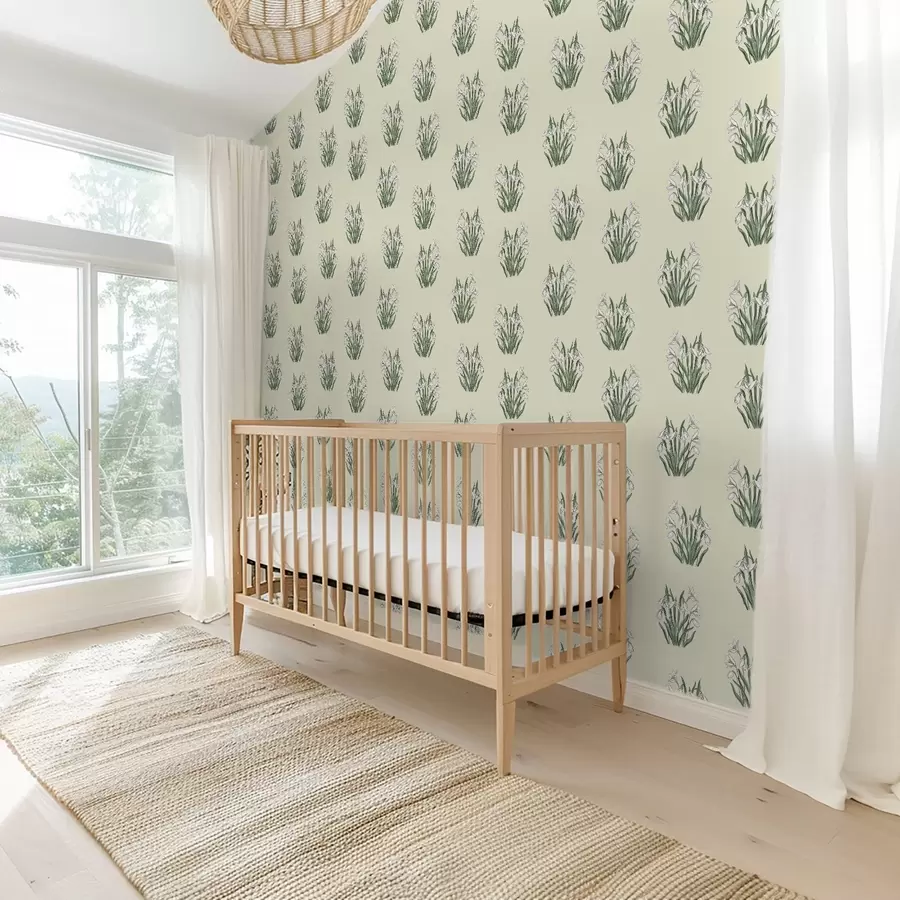 Fototapeedid Lumikellukesed roheliste lehtedega kreemikal taustal a00651v2