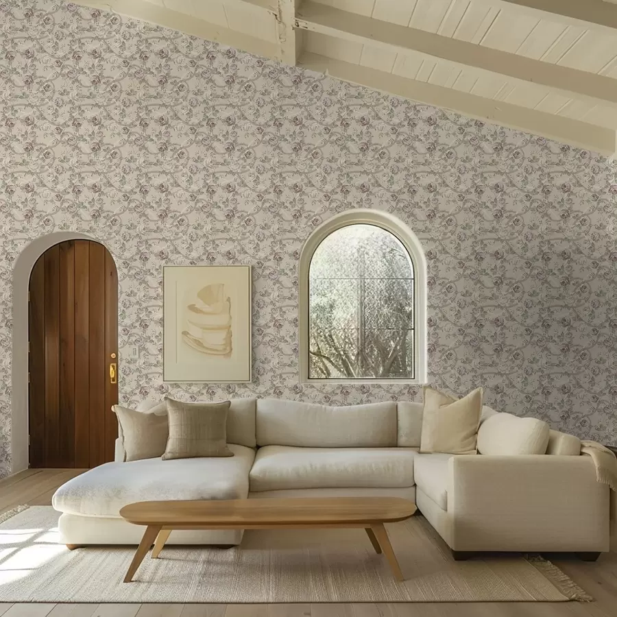 Fototapeedid Roosid roheliste lehtedega soojal beežil taustal a00729