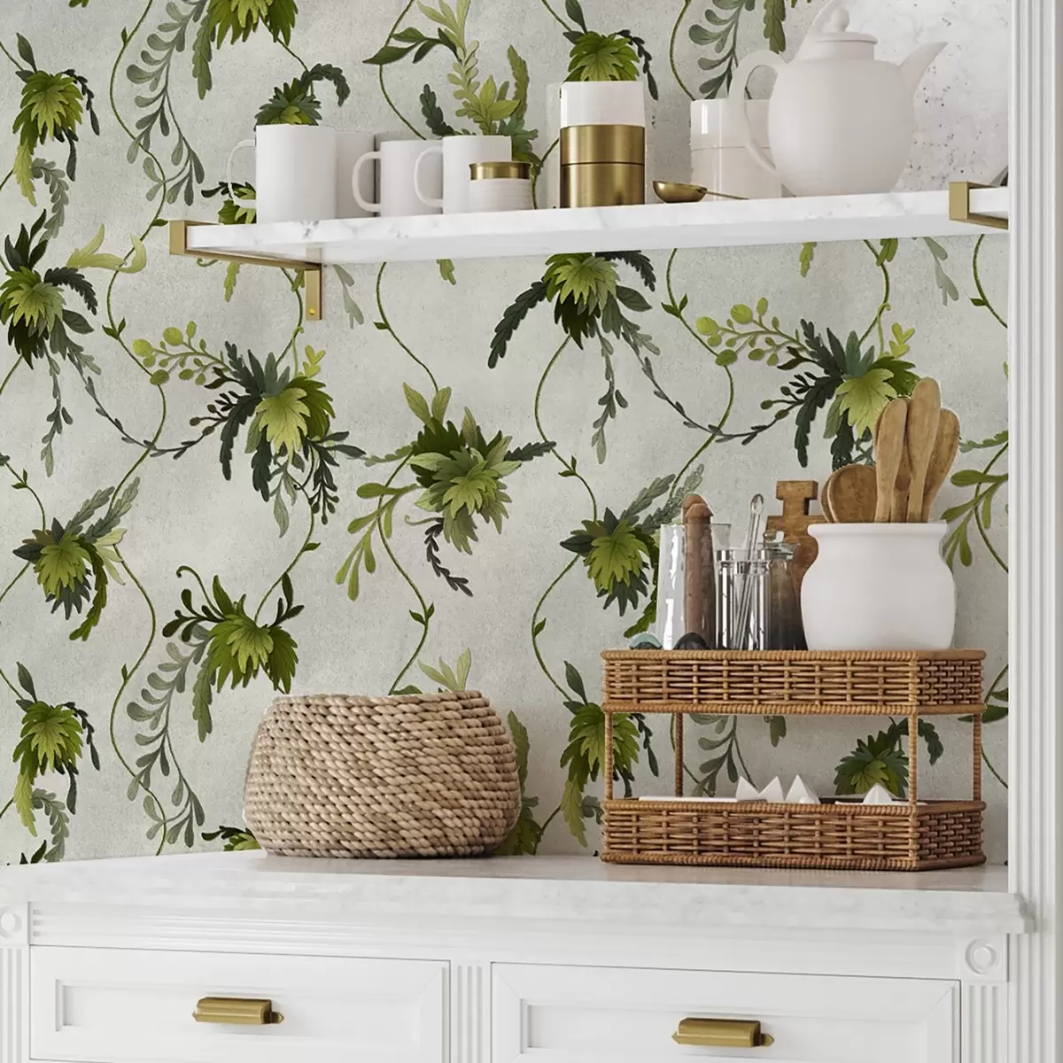 Tapeet Lehtedega oksad heledal taustal a00806